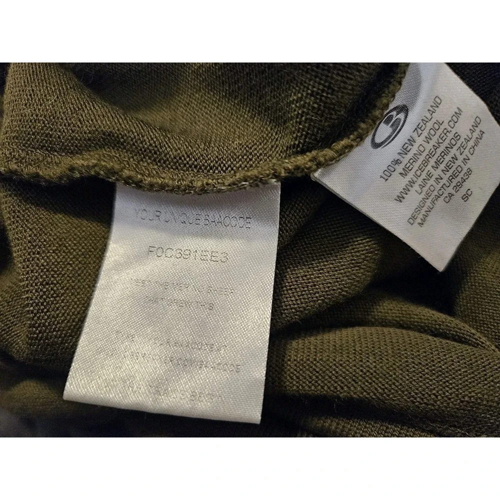 Icebreaker 320 Sport 1/4 Zip Pullover Mens L Merino Wool Base Layer Green Gray - Picture 6 of 8